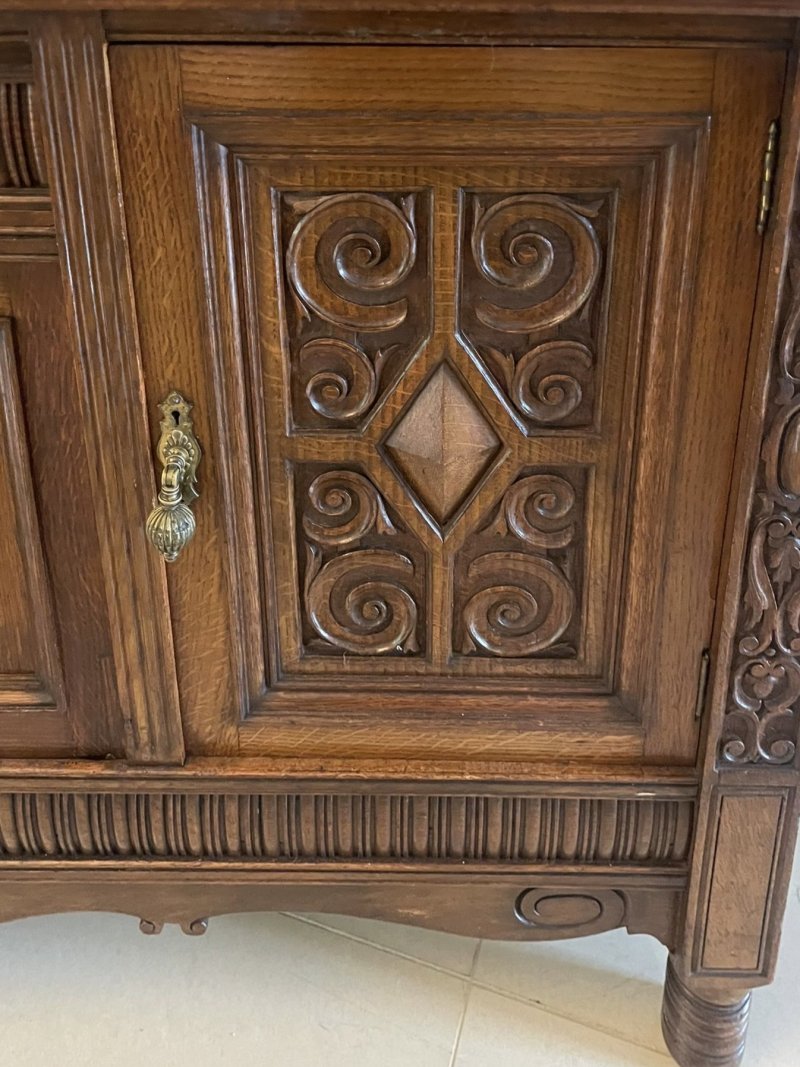 Outstanding Quality Antique Victorian Carved Oak Sideboard - Image 6